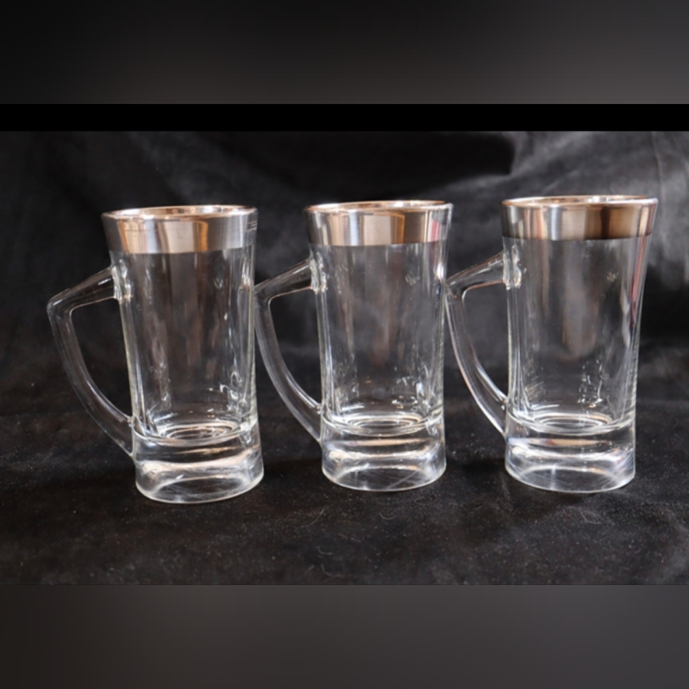 Vintage Dorothy Thorpe ~3~ Sterling Silver Banded Beer Mug, Stein, Glasses